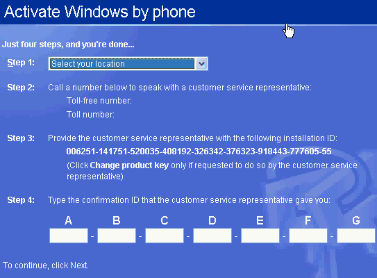 Changing the product key on Windows XP